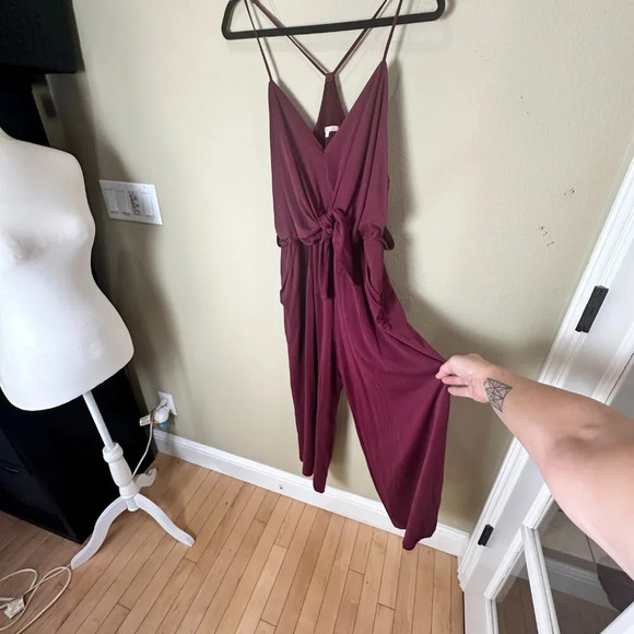 LAJU Los Angeles Halter Back Tie Front Mesh Pantsuit Jumpsuit Onesie size Medium - Picture 2 of 10
